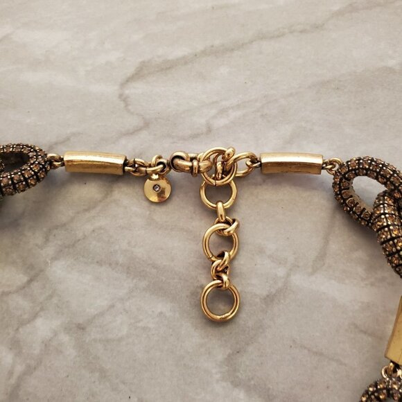 ✨ J.Crew Antiqued Distress Pave Rhinestones Crystal Classic Statement Necklace ✨ - Picture 2 of 13